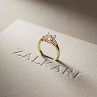 2.25 Ct Princess & Pear Moissanite Side Stone Ring