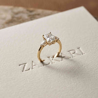 2.25 Ct Radiant & Pear Moissanite Three Stone Elegance Ring