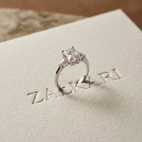 2.25 Ct Radiant & Pear Moissanite Three Stone Elegance Ring