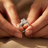 2.25 Ct Radiant & Pear Moissanite Three Stone Elegance Ring