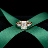 1.90 Ct Radiant Moissanite with Baguette Accents Engagement Ring Rose Gold