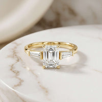 1.90 Ct Radiant Moissanite with Baguette Accents Engagement Ring Gold