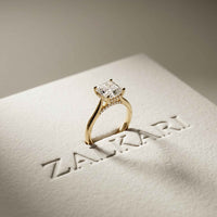 2.14 Ct Asscher Moissanite Cathedral Set Hidden Halo Engagement Ring