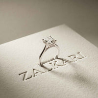 2.14 Ct Asscher Moissanite Cathedral Set Hidden Halo Engagement Ring