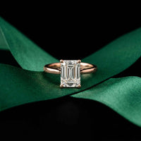 2.15 Ct Emerald Moissanite Under Halo Engagement Ring Rose Gold