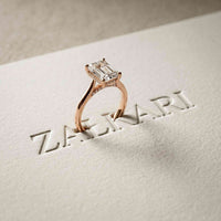 2.15 Ct Emerald Moissanite Under Halo Engagement Ring Rose Gold