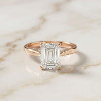 2.15 Ct Emerald Moissanite Under Halo Engagement Ring Rose Gold