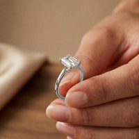2.15 Ct Emerald Moissanite Under Halo Engagement Ring White