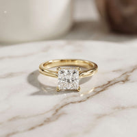 2.14 Ct Princess Cut Moissanite Solitaire with Accent Engagement Ring
