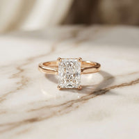 2.15 Ct Radiant Moissanite Hidden Halo Engagement Ring Rose Gold