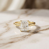 2.15 Ct Radiant Moissanite Hidden Halo Engagement Ring Gold