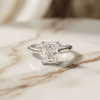 2.15 Ct Radiant Moissanite Hidden Halo Engagement Ring White