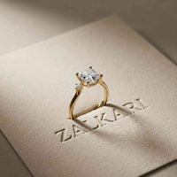 2.16 Ct Asscher Moissanite Cathedral Setting Engagement Ring