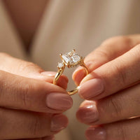 2.16 Ct Asscher Moissanite Cathedral Setting Engagement Ring
