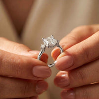 2.16 Ct Asscher Moissanite Cathedral Setting Engagement Ring