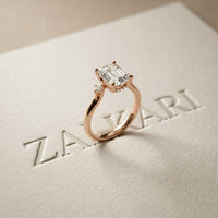 2.16 Ct Emerald Cut Moissanite Invisible Halo Engagement Ring