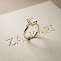 2.16 Ct Emerald Cut Moissanite Invisible Halo Engagement Ring