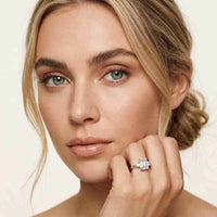 2.16 Ct Emerald Cut Moissanite Invisible Halo Engagement Ring