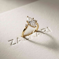 2.17 Ct Marquise Moissanite Cathedral Setting Engagement Ring