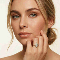2.17 Ct Marquise Moissanite Cathedral Setting Engagement Ring