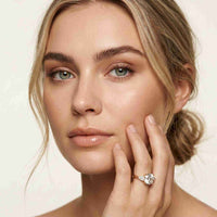3.27 Ct Round Moissanite with Pear Side Stones Promise Ring