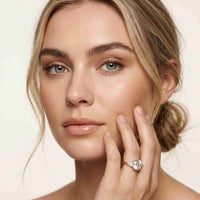 3.27 Ct Round Moissanite with Pear Side Stones Promise Ring