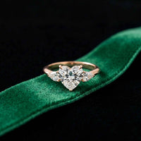 3.27 Ct Heart & Pear Moissanite Architectural Engagement Ring