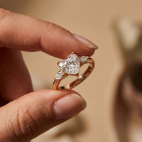 3.27 Ct Heart & Pear Moissanite Architectural Engagement Ring