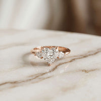 3.27 Ct Heart & Pear Moissanite Architectural Engagement Ring