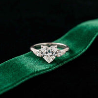 3.27 Ct Heart & Pear Moissanite Architectural Engagement Ring