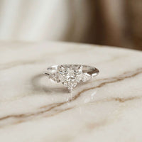 3.27 Ct Heart & Pear Moissanite Architectural Engagement Ring