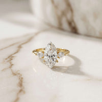 3.27 Ct Marquise & Pear Moissanite Timeless Statement Engagement Ring