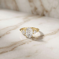 3.27 Ct Oval & Pear Moissanite Dual Harmony Engagement Ring