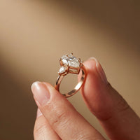 3.27 Ct Pear Moissanite with Pear Side Stones Graceful Fusion Engagement Ring