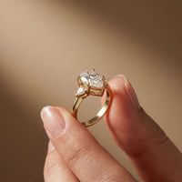 3.27 Ct Pear Moissanite with Pear Side Stones Graceful Fusion Engagement Ring