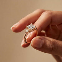 3.27 Ct Princess Moissanite with Pear Side Stones Modern Romance Engagement Ring