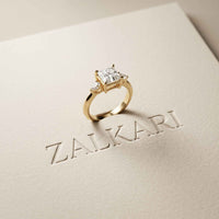 3.27 Ct Princess Moissanite with Pear Side Stones Modern Romance Engagement Ring