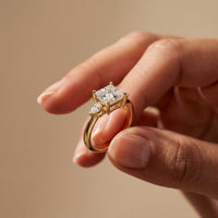 3.27 Ct Princess Moissanite with Pear Side Stones Modern Romance Engagement Ring
