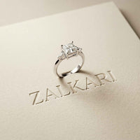 3.27 Ct Princess Moissanite with Pear Side Stones Modern Romance Engagement Ring