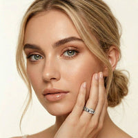 0.85 Ct Round Cluster Moissanite Bold Dome Band Ring