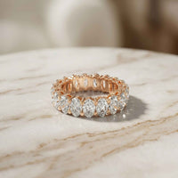 6.08 Ct Oval Full Eternity Prong Set Statement Band Ring