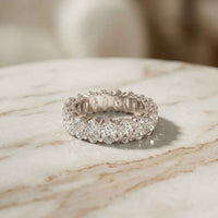 6.08 Ct Oval Full Eternity Prong Set Statement Band Ring