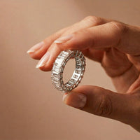 6.00 Ct Emerald Full Eternity U-Prong Band Ring
