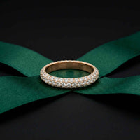 1.50 Ct Round Cut Multi Row Pavé Wide Band Ring