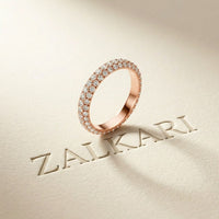 1.50 Ct Round Cut Multi Row Pavé Wide Band Ring