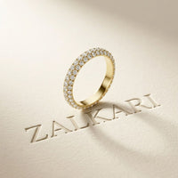 1.50 Ct Round Cut Multi Row Pavé Wide Band Ring