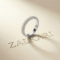 1.50 Ct Round Cut Multi Row Pavé Wide Band Ring