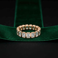 0.20 Ct Emerald Cut Bezel Set Sleek Band Ring