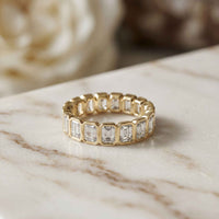 0.20 Ct Emerald Cut Bezel Set Sleek Band Ring