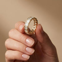 0.20 Ct Emerald Cut Bezel Set Sleek Band Ring